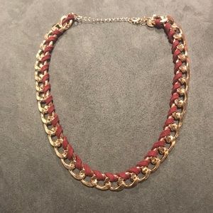 Faux Suede Wrapped Chain Necklace